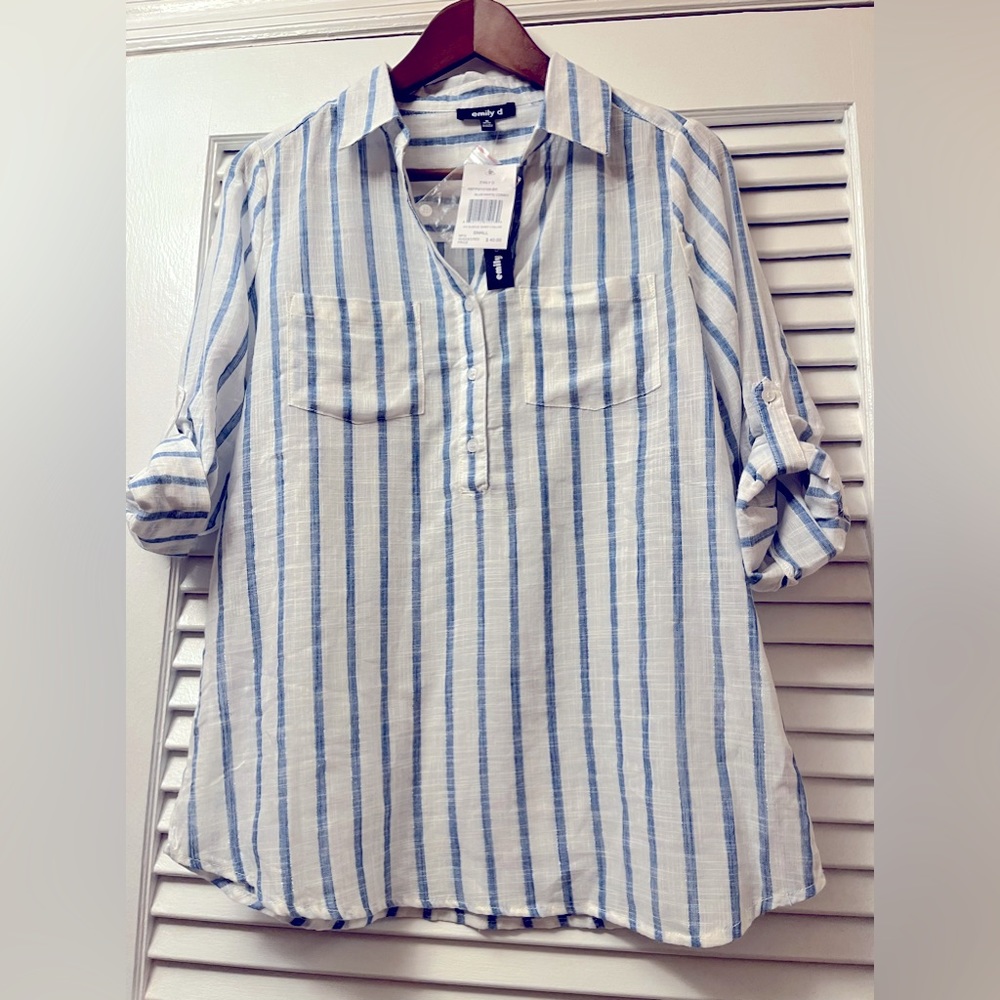 Stripes button down shirt with glitter on stripe